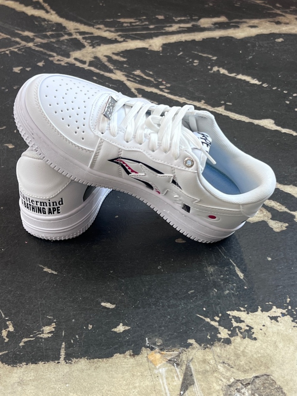 Mastermind JAPAN x A Bathing Ape Bape Sta M1 White Leather Sneakers - Picture 5 of 6